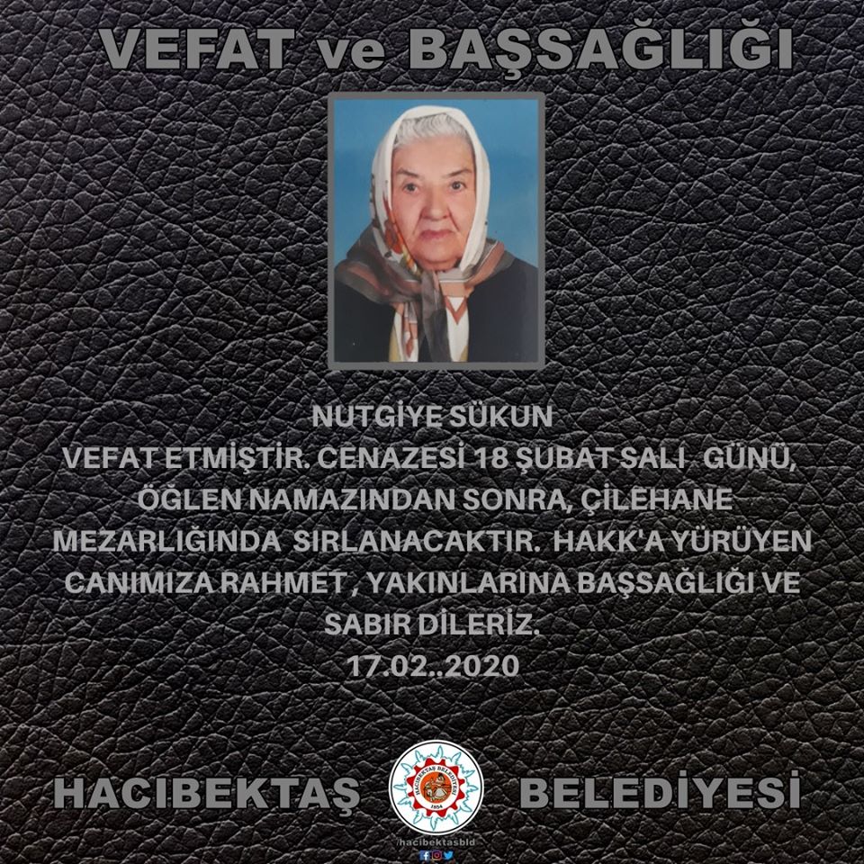 Nutgiye SÜKUN Vefat ve Başsağlığı