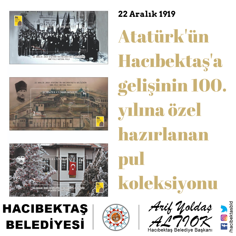 Atatürk’ün Hacıbektaş’a gelişi 100.Yıl Anısına Pul Koleksiyonu.
