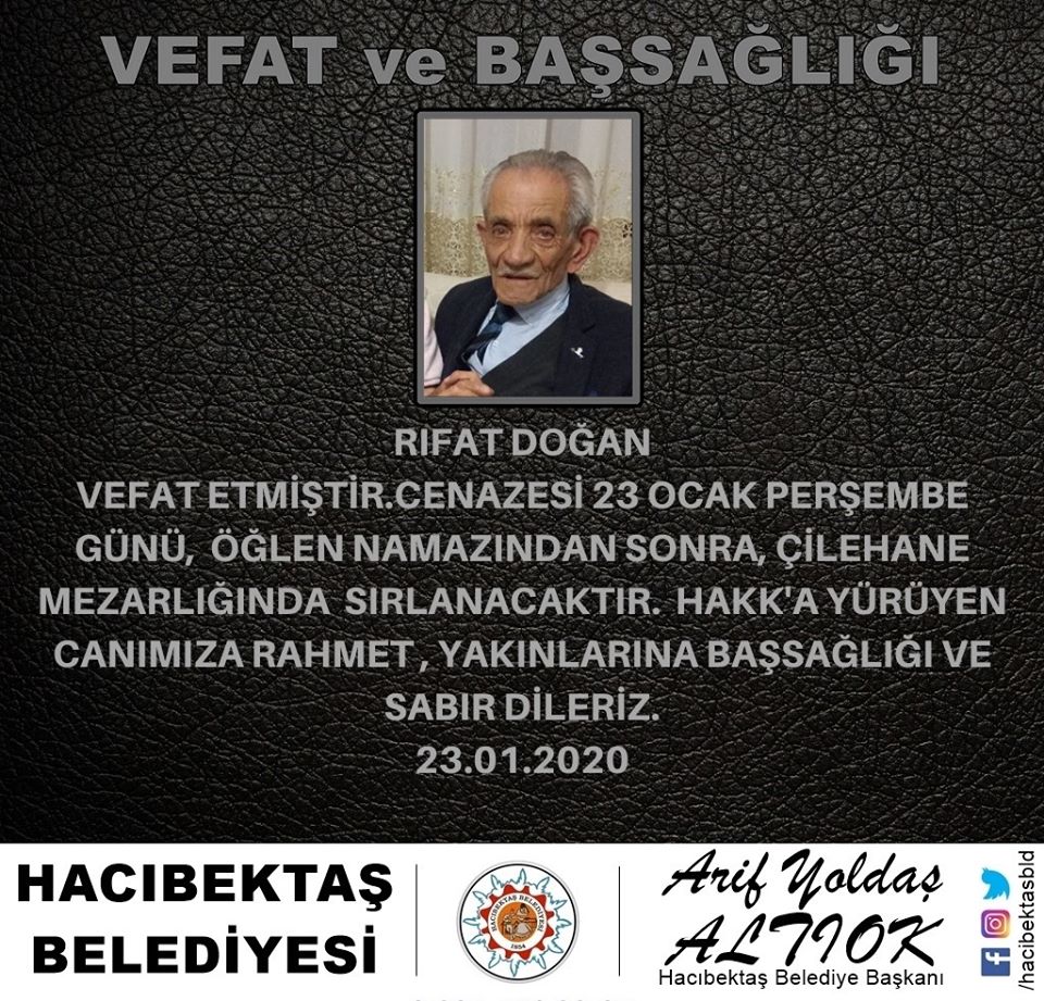 Rıfat DOĞAN Vefat ve Başsağlığı