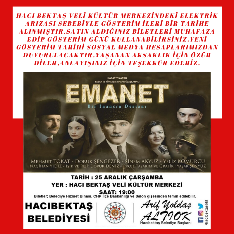 Tiyatro Gösterimi İptali Duyurusu