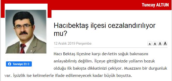 Hacıbektaş İlçesi Cezalandırılıyor mu?