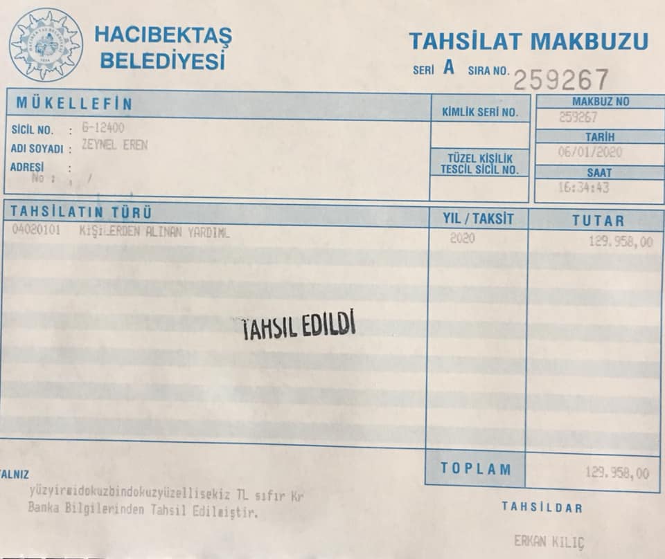 Zeynel EREN canımız Beştaş’ların eksiklerini tamamlamamız için,  bağışta bulundu.