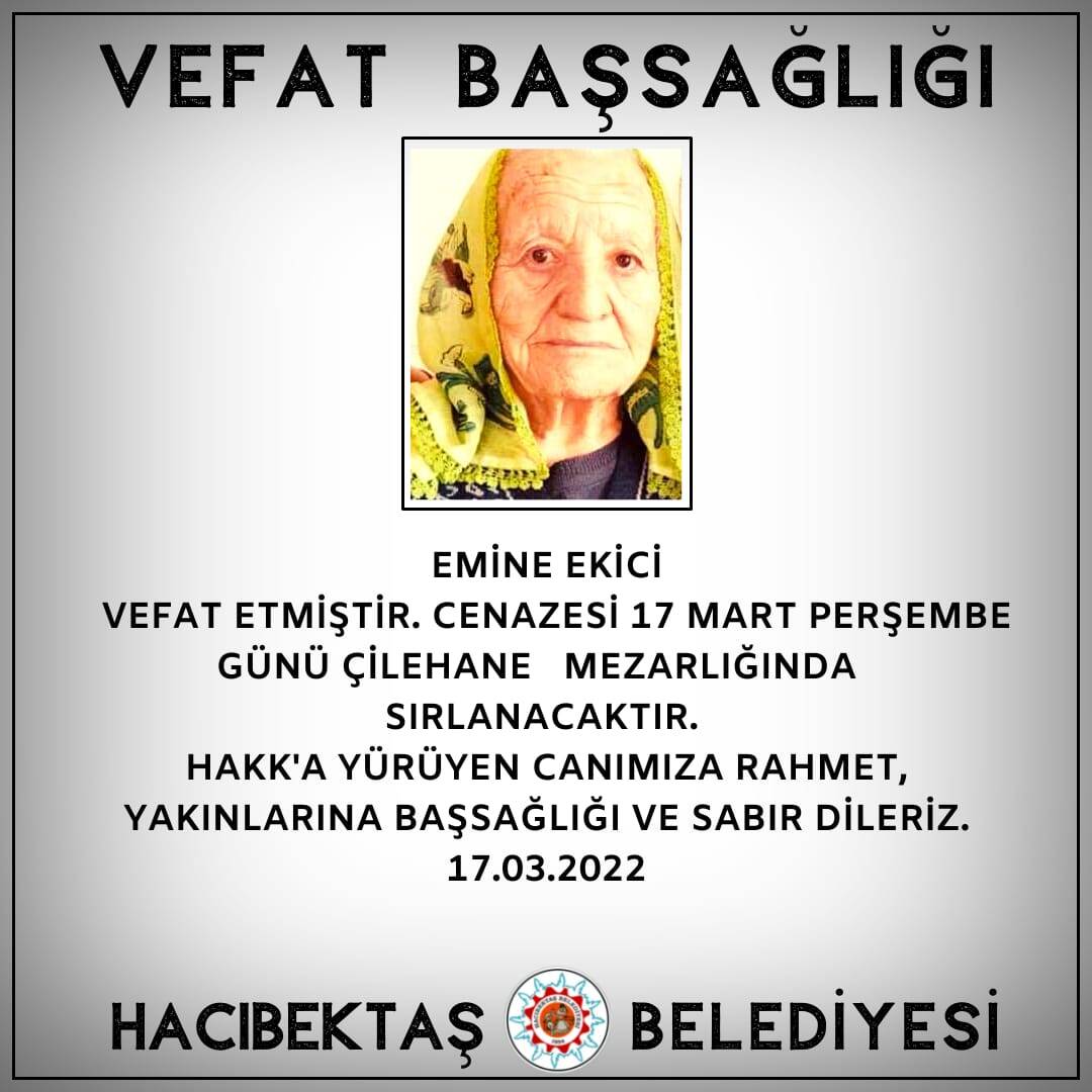 Emine EKİCi Vefat ve Başsağlığı