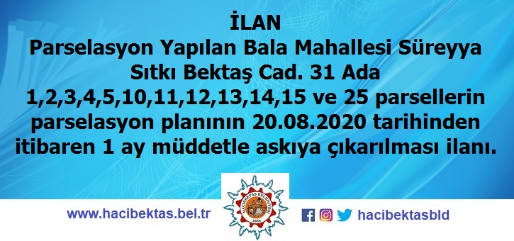 Parselasyon İlanı.