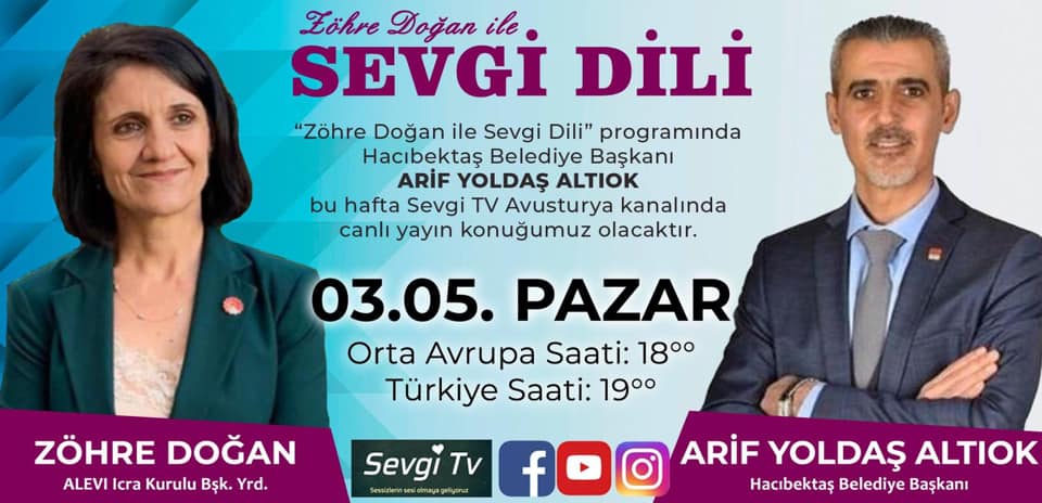 Zöhre DOĞAN’IN sunduğu “Sevgi Dili” programının konuğu olacağım.