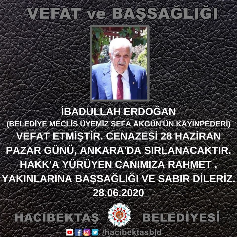 İbadullah ERDOĞAN Vefat ve Başsağlığı.